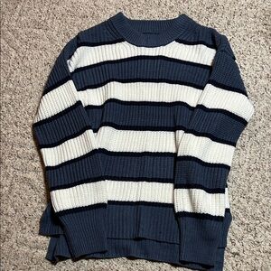 SO Navy and Cream Striped Women's Sweater